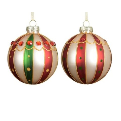 SFERA VETRO D.8CM. 3 ASSORTITE ROSSO E VERDE